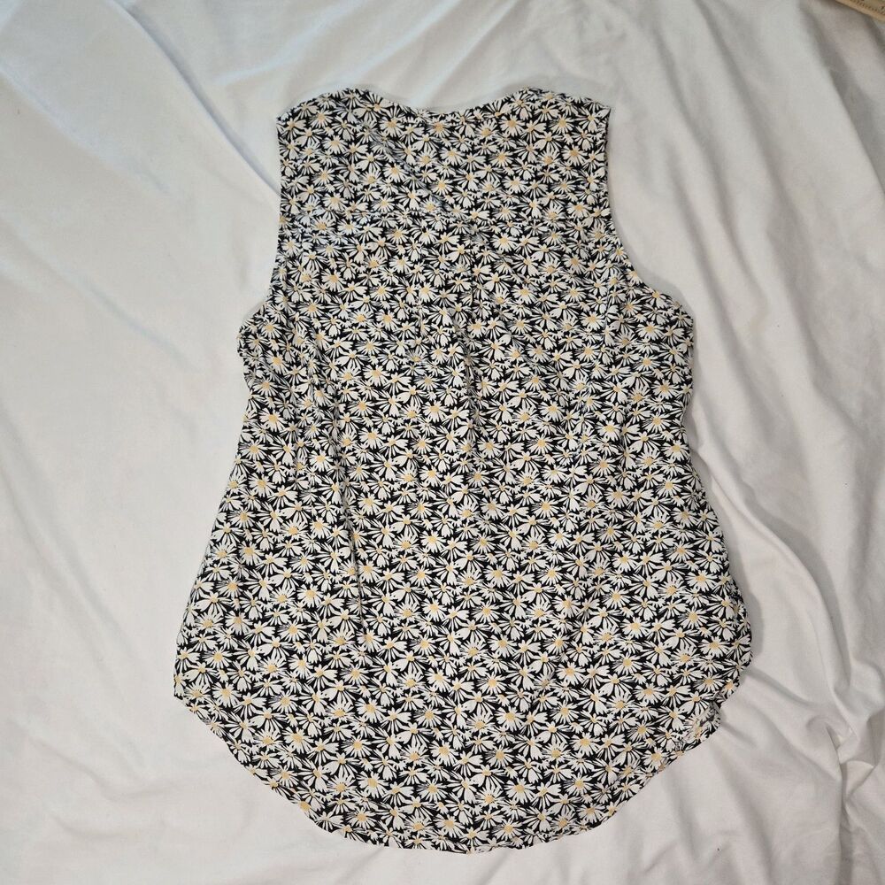 Vintage Cynthia Rowley Shirt Womens 100% Linen Floral Button Tank Top Cottage M - Picture 4 of 7